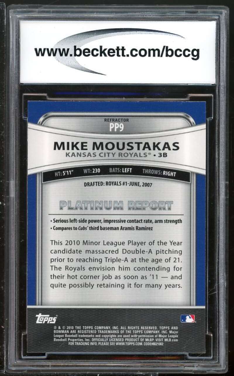 Mike Moustakas Rookie 2010 Bowman Plat Purple #9 BGS BCCG 10 (Read Description) Image 2