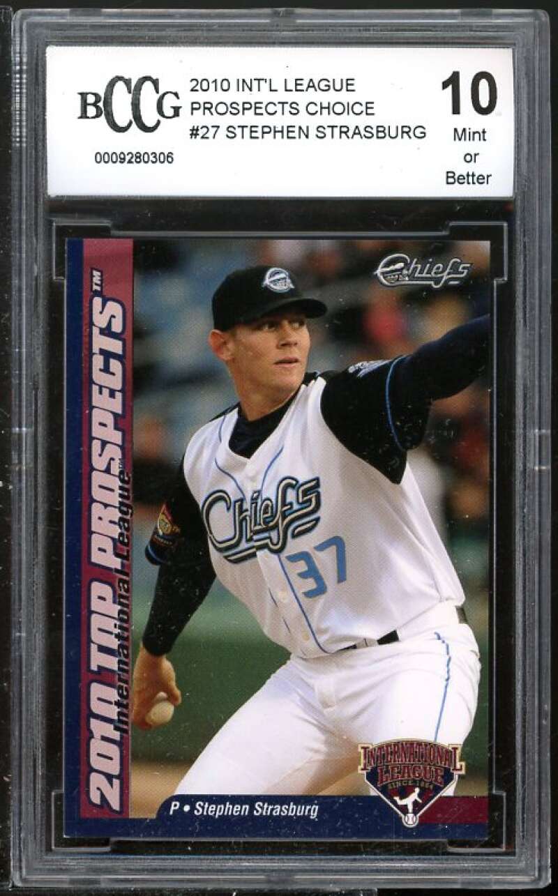 Stephen Strasburg Rookie 2010 Int'l League BGS BCCG 10 (Read Description) Image 1