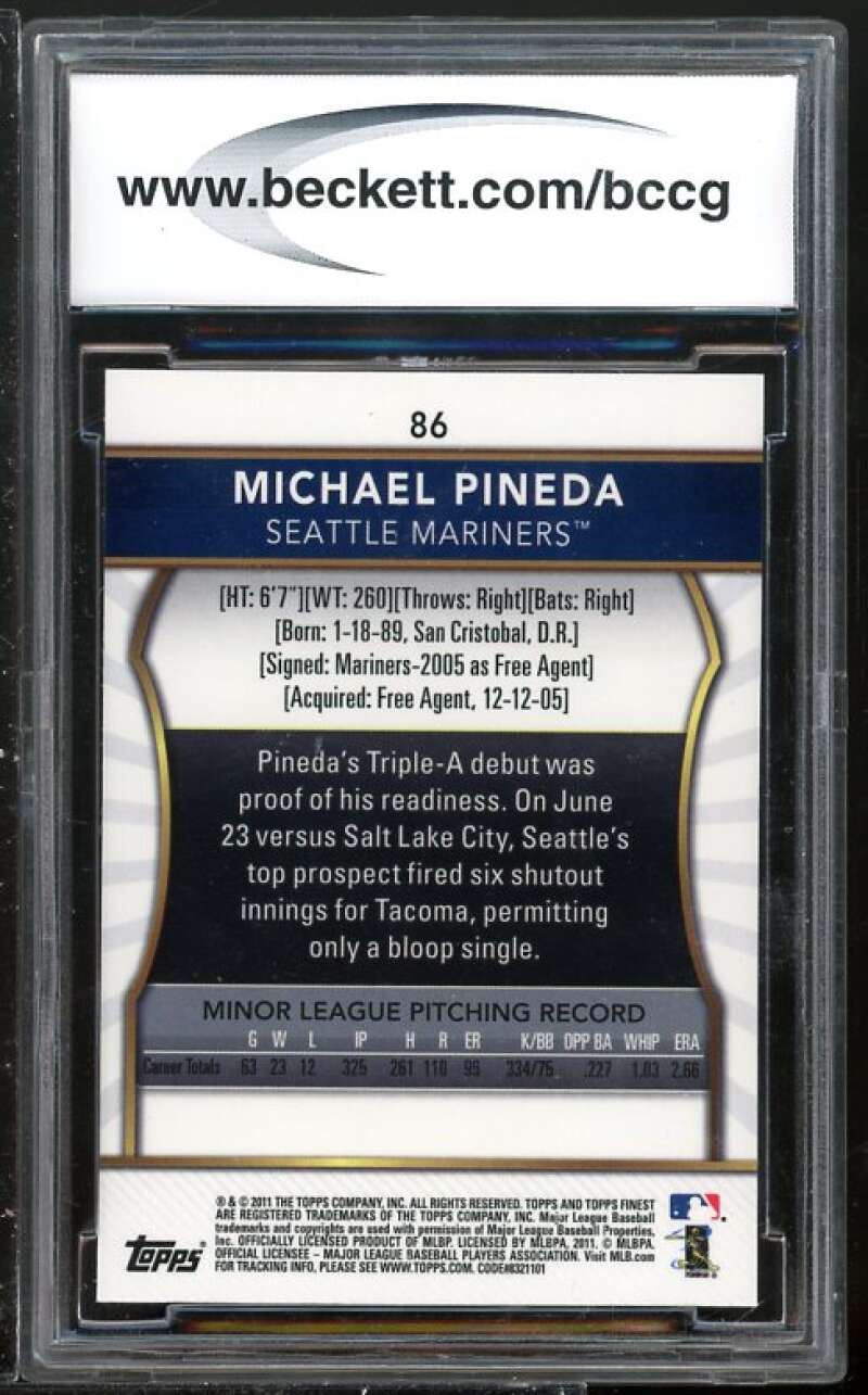 Michael Pineda Rookie Card 2011 Finest #86 BGS BCCG 10 (Read Description) Image 2