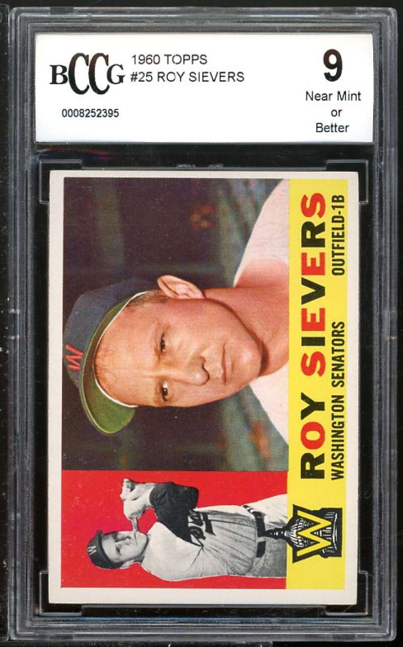 Roy Sievers Card 1960 Topps #25 BGS BCCG 9 (Read Description) Image 1