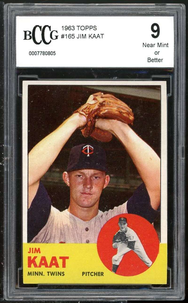 Jim Kaat Card 1963 Topps #165 BGS BCCG 9 (Read Description) Image 1