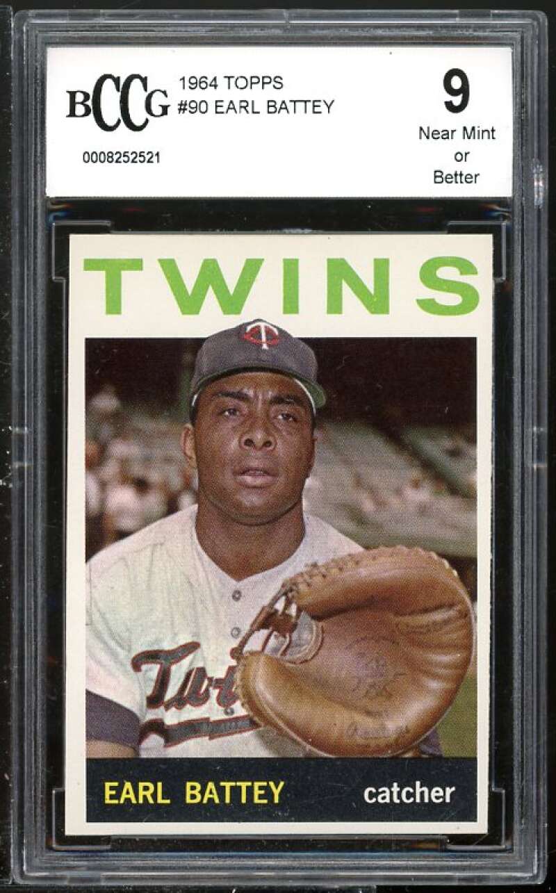 Earl Battey Card 1964 Topps #90 BGS BCCG 9 (Read Description) Image 1