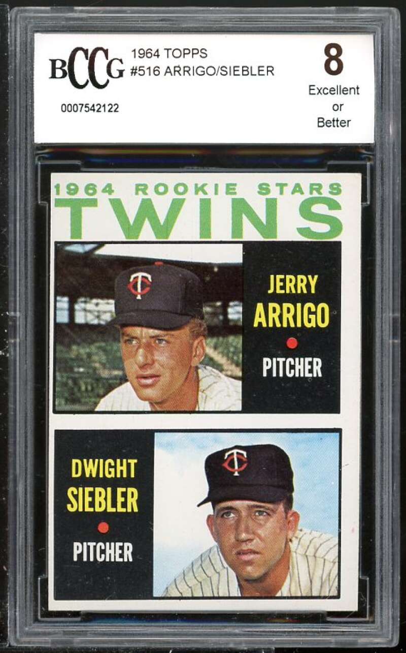 Jerry Arrigo/Dwight Siebler Rookie 1964 Topps #516 BGS BCCG 8 (Read Description) Image 1