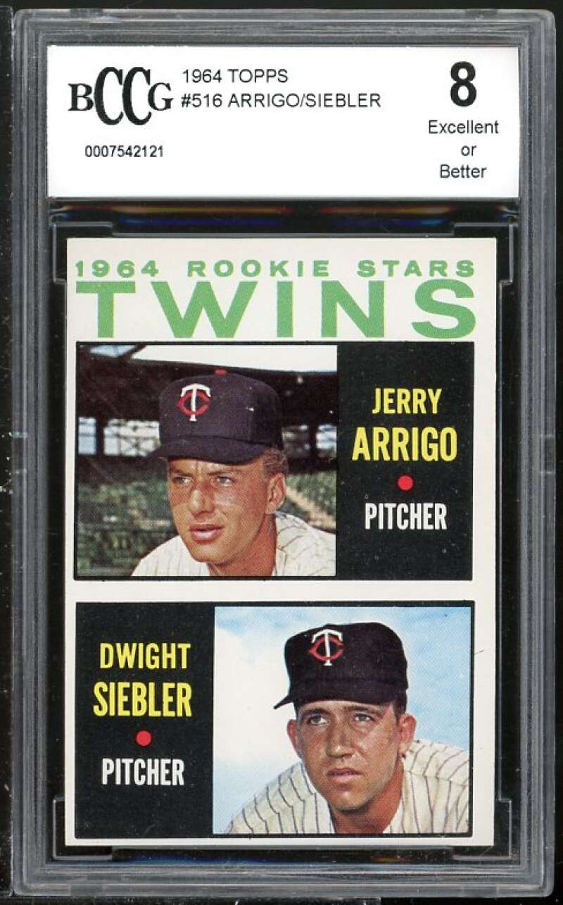 Jerry Arrigo/Dwight Siebler Rookie 1964 Topps #516 BGS BCCG 8 (Read Description) Image 1