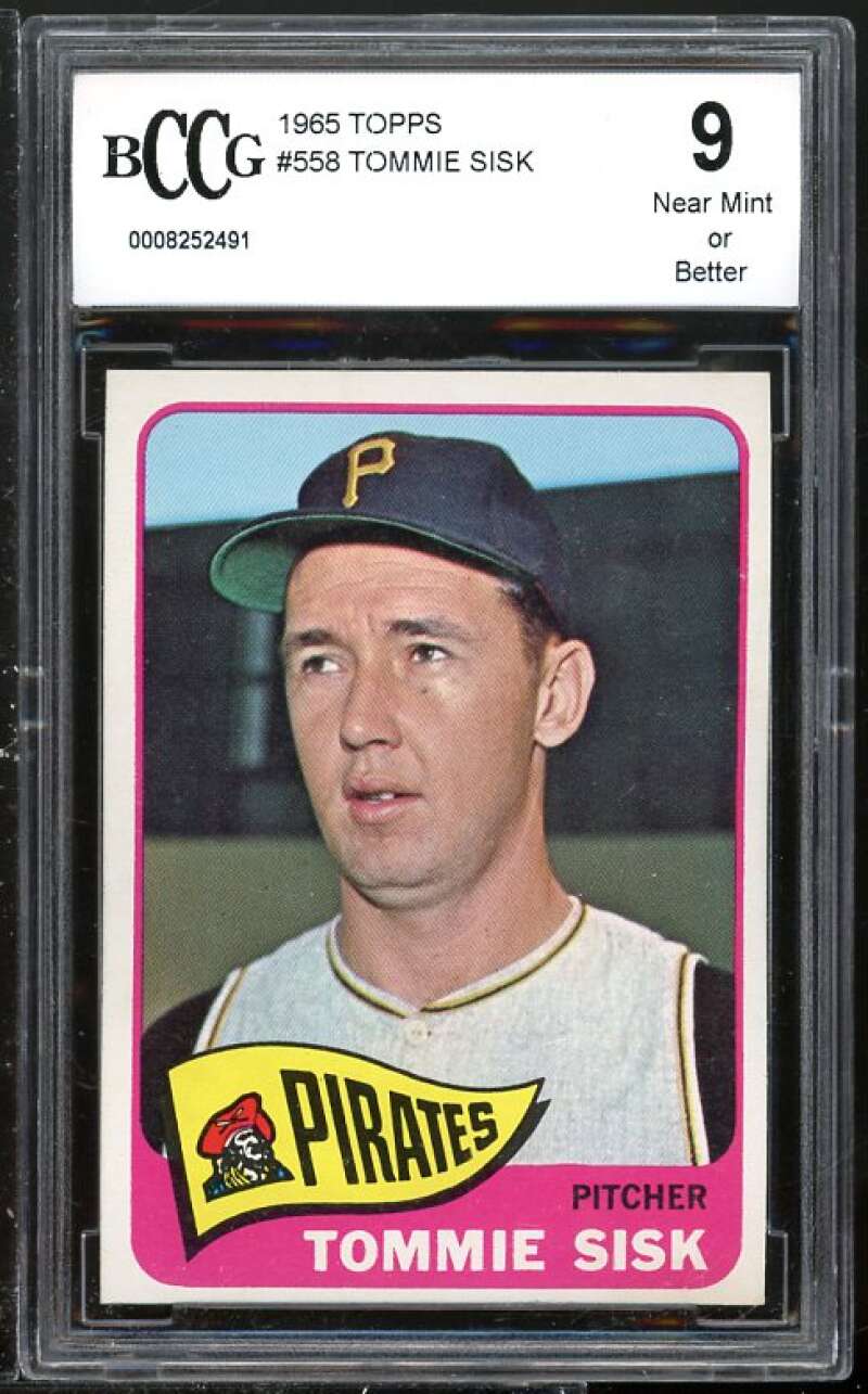 Tommie Sisk Card 1965 Topps #558 BGS BCCG 9 (Read Description) Image 1