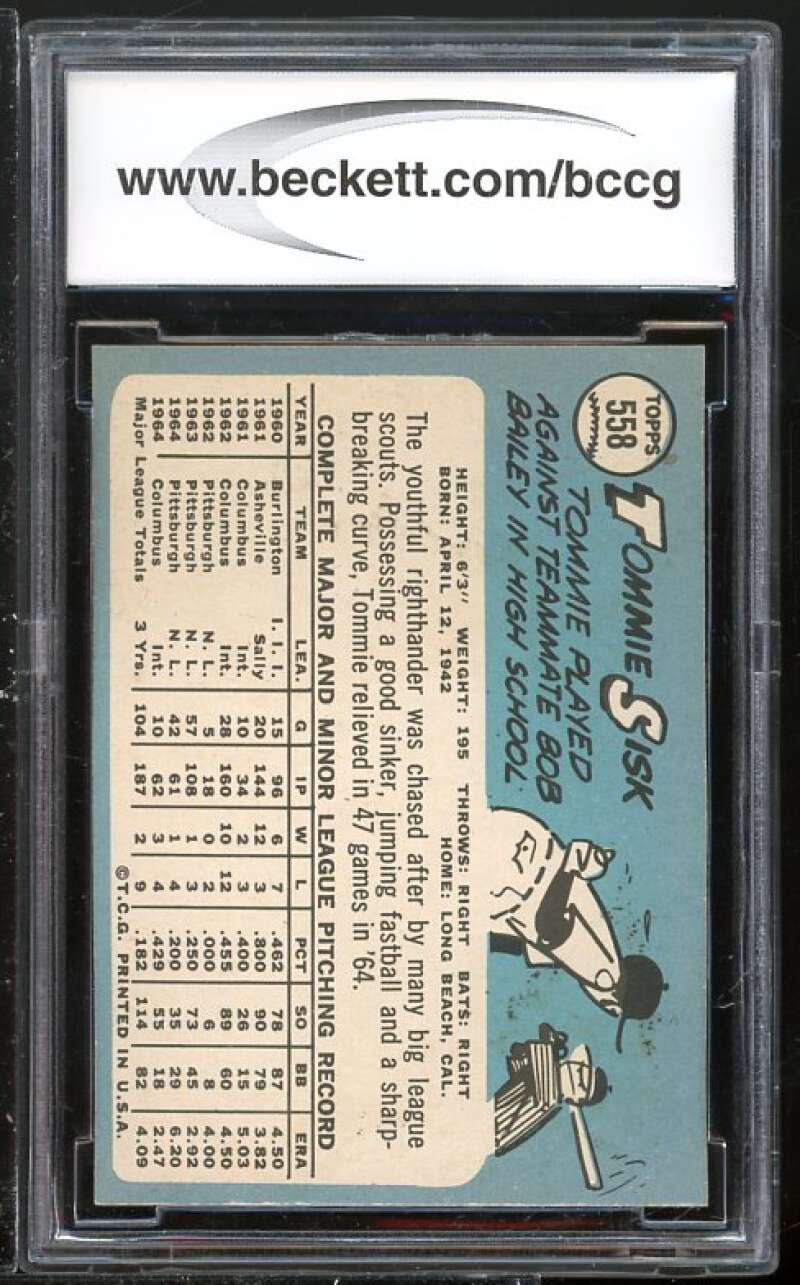 Tommie Sisk Card 1965 Topps #558 BGS BCCG 9 (Read Description) Image 2