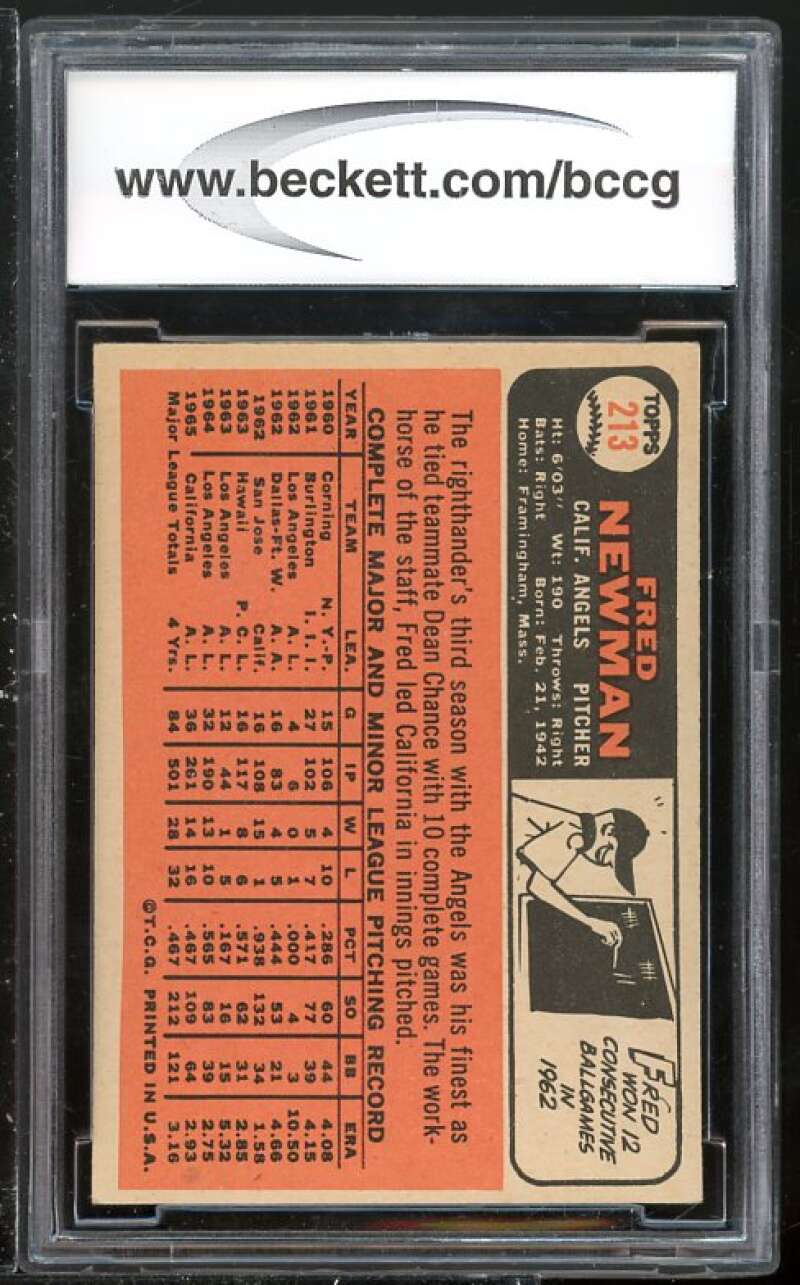 Fred Newman Card 1966 Topps #213 BGS BCCG 9 (Read Description) Image 2