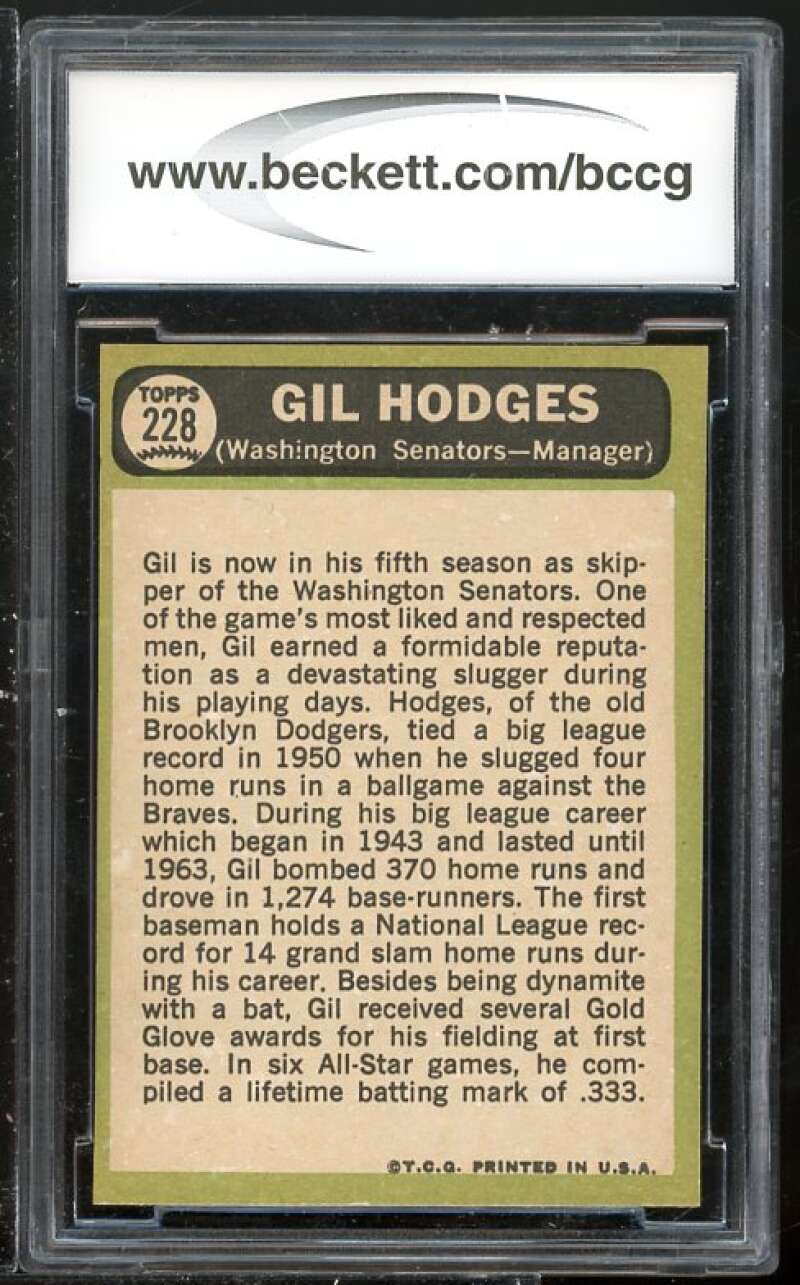 Gil Hodges Card 1967 Topps #228 BGS BCCG 9 (Read Description) Image 2