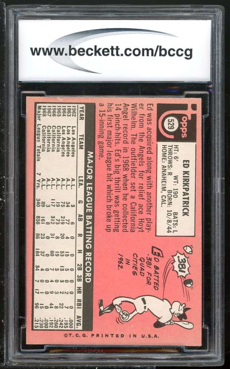 Ed Kirkpatrick Card 1969 Topps #529 BGS BCCG 9 (Read Description) Image 2