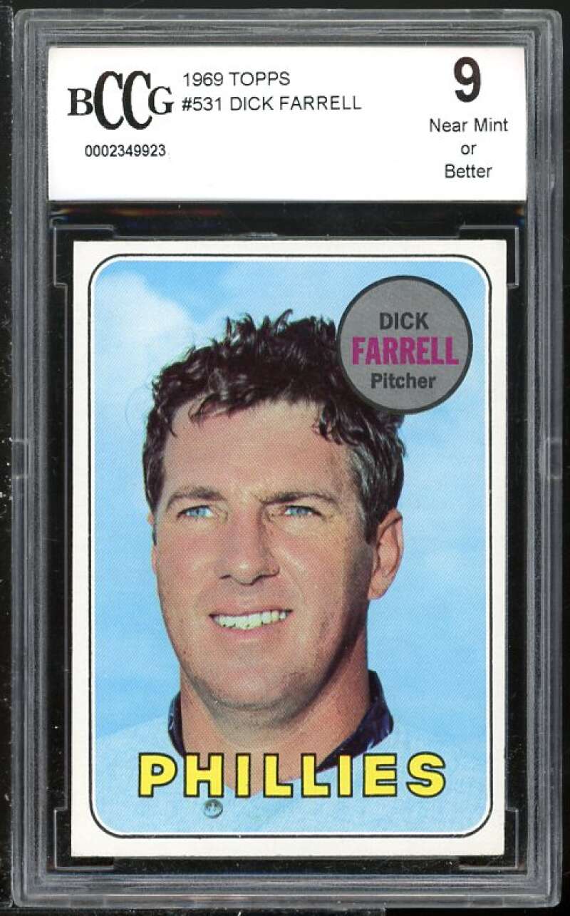 Dick Farrell Card 1969 Topps #531 BGS BCCG 9 (Read Description) Image 1