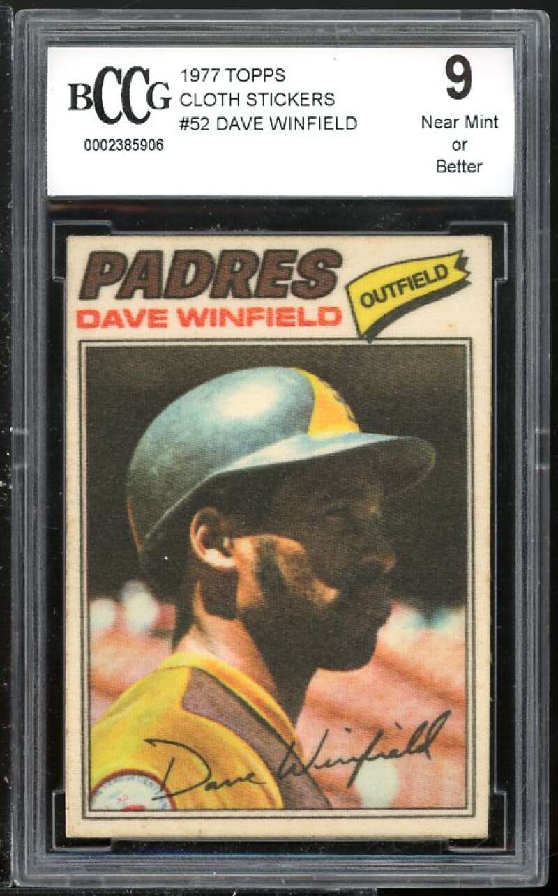 Dave Winfield Card 1977 Topps Cloth Stickers #52 BGS BCCG 9 (Read Description) Image 1