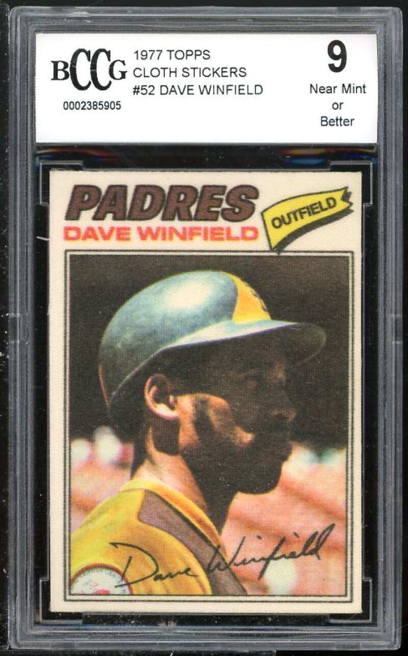 Dave Winfield Card 1977 Topps Cloth Stickers #52 BGS BCCG 9 (Read Description) Image 1