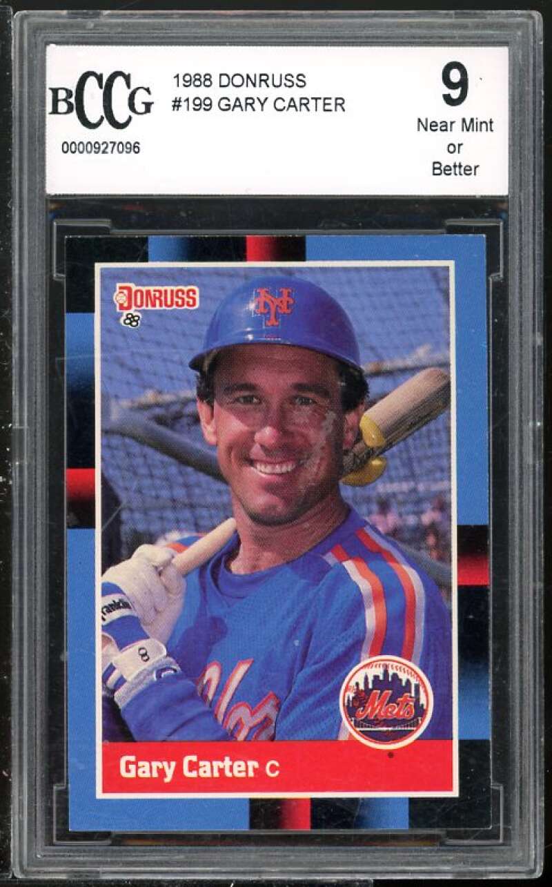 Gary Carter Card 1988 Donruss #199 BGS BCCG 9 (Read Description) Image 1