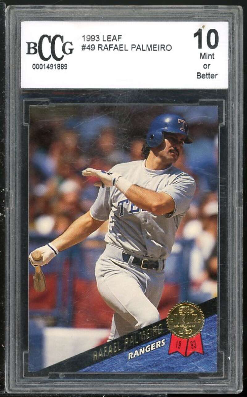 Rafael Palmeiro Card 1993 Leaf #49 BGS BCCG 10 (Read Description) Image 1