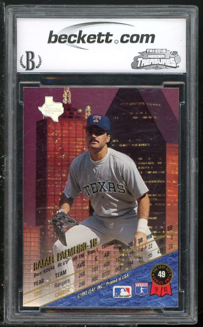 Rafael Palmeiro Card 1993 Leaf #49 BGS BCCG 10 (Read Description) Image 2