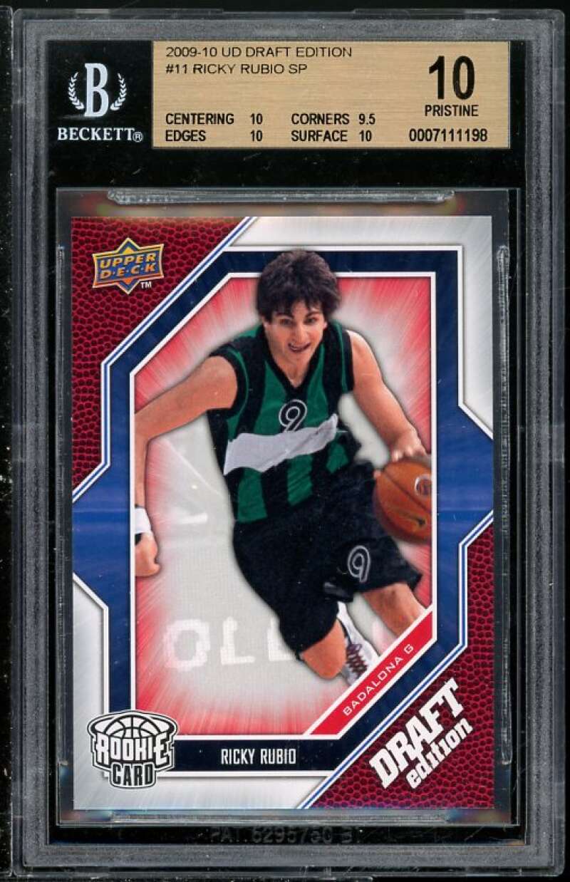 Ricky Rubio Rookie Card 2009-10 UD DE #11 (PRISTINE) BGS 10 (Read Description) Image 1