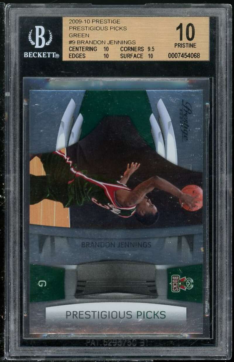 Brandon Jennings Rookie 2009-10 Prestige Picks Green #9 (PRISTINE) BGS 10 (Read) Image 1