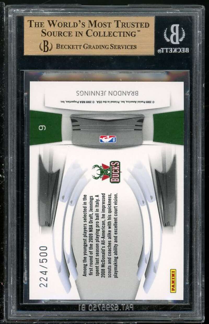 Brandon Jennings Rookie 2009-10 Prestige Picks Green #9 (PRISTINE) BGS 10 (Read) Image 2