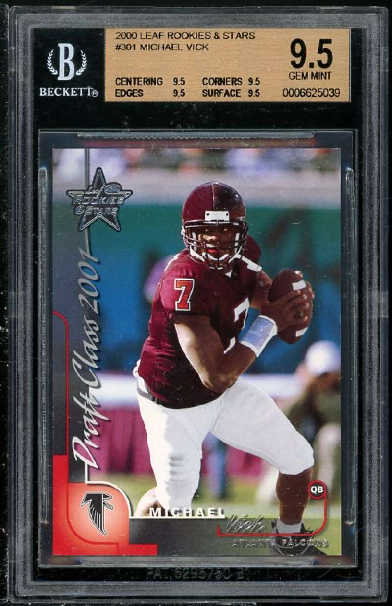 Michael Vick Rookie Card 2000 Leaf Rookies Stars #301 BGS 9.5 (Read Description) Image 1