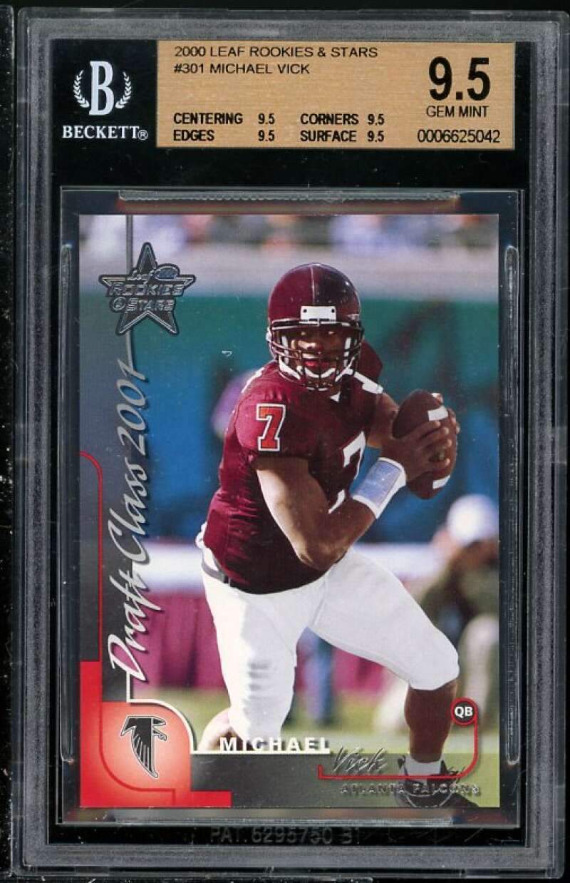 Michael Vick Rookie Card 2000 Leaf Rookies Stars #301 BGS 9.5 (Read Description) Image 1