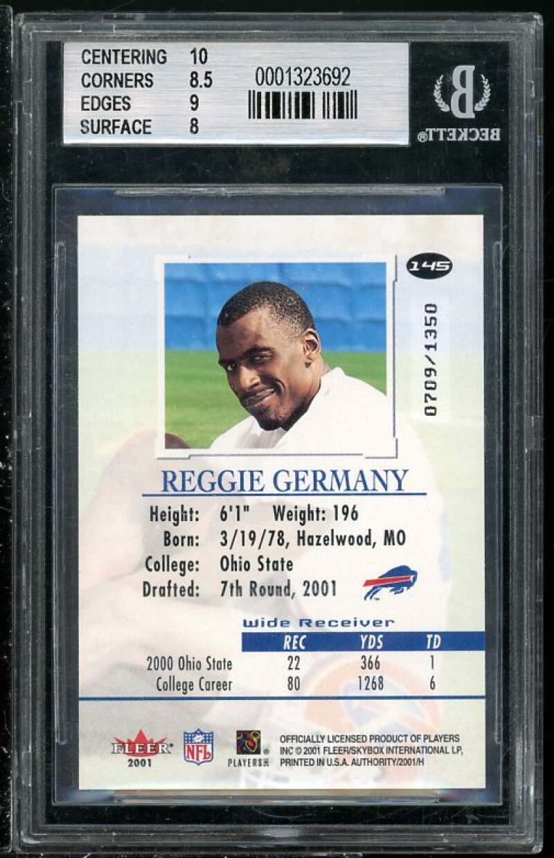 Reggie Germany Rookie Card 2001 Fleer Authority #145 BGS 8.5 (Read Description) Image 2