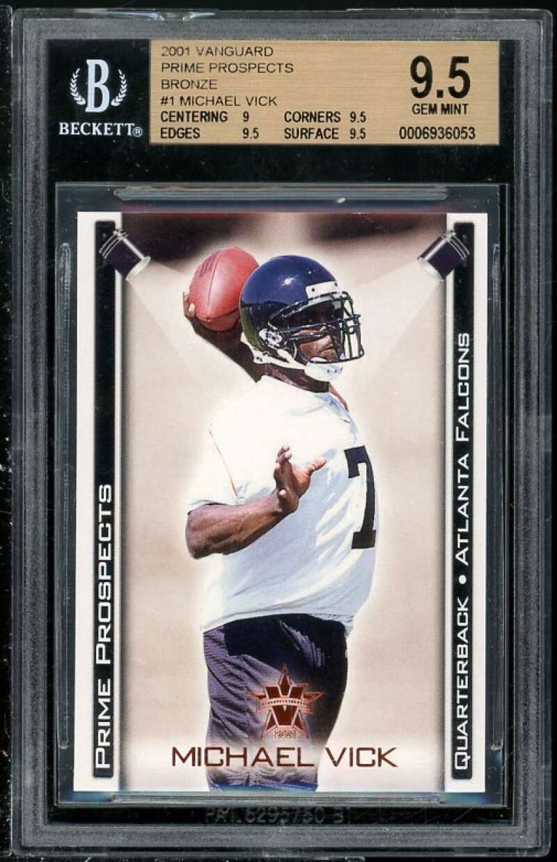 Michael Vick Rookie 2001 Vanguard Prime Bronze #1 BGS 9.5 (Read Description) Image 1