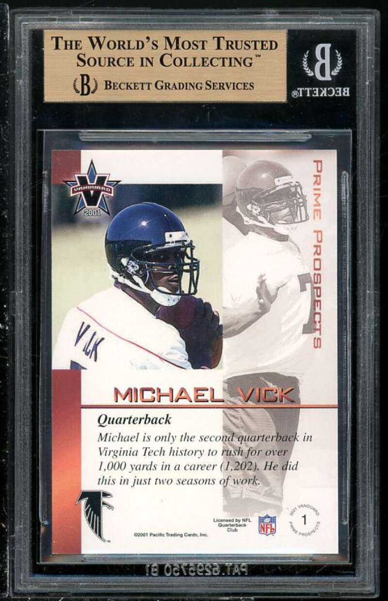 Michael Vick Rookie 2001 Vanguard Prime Bronze #1 BGS 9.5 (Read Description) Image 2