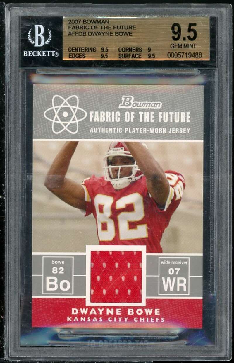 Dwayne Bowe Rookie 2007 Bowman Fabric Future #FFDB BGS 9.5 (Read Description) Image 1