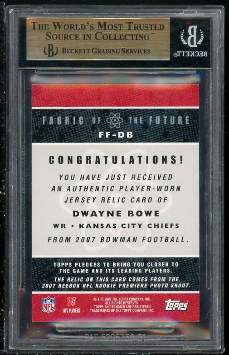 Dwayne Bowe Rookie 2007 Bowman Fabric Future #FFDB BGS 9.5 (Read Description) Image 2