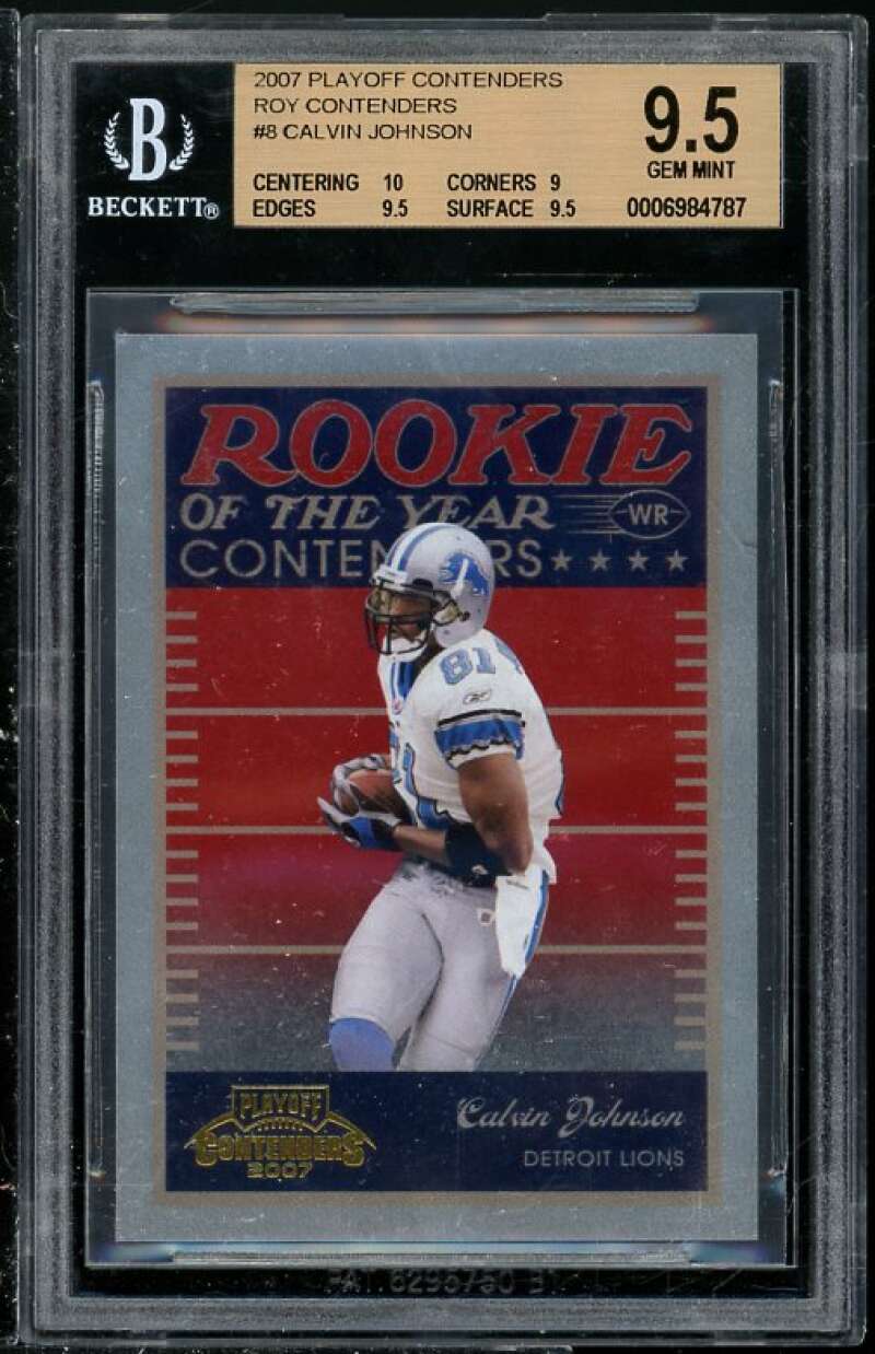 Calvin Johnson Rookie 2007 Playoff ROY Contenders #8 BGS 9.5 (Read Description) Image 1