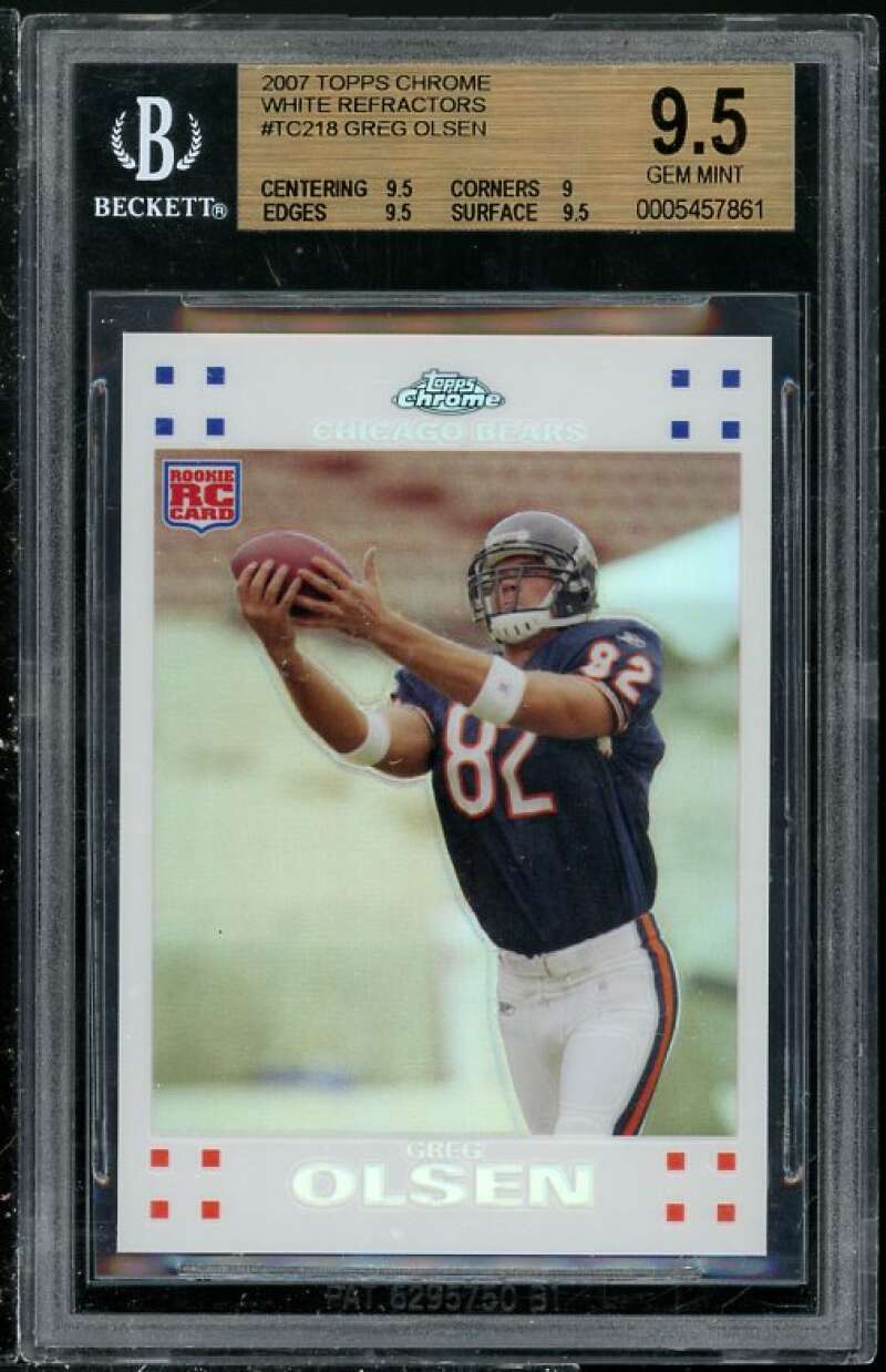 Greg Olsen Rookie 2007 Topps Chrome White Refractors #TC218 BGS 9.5 (Read) Image 1