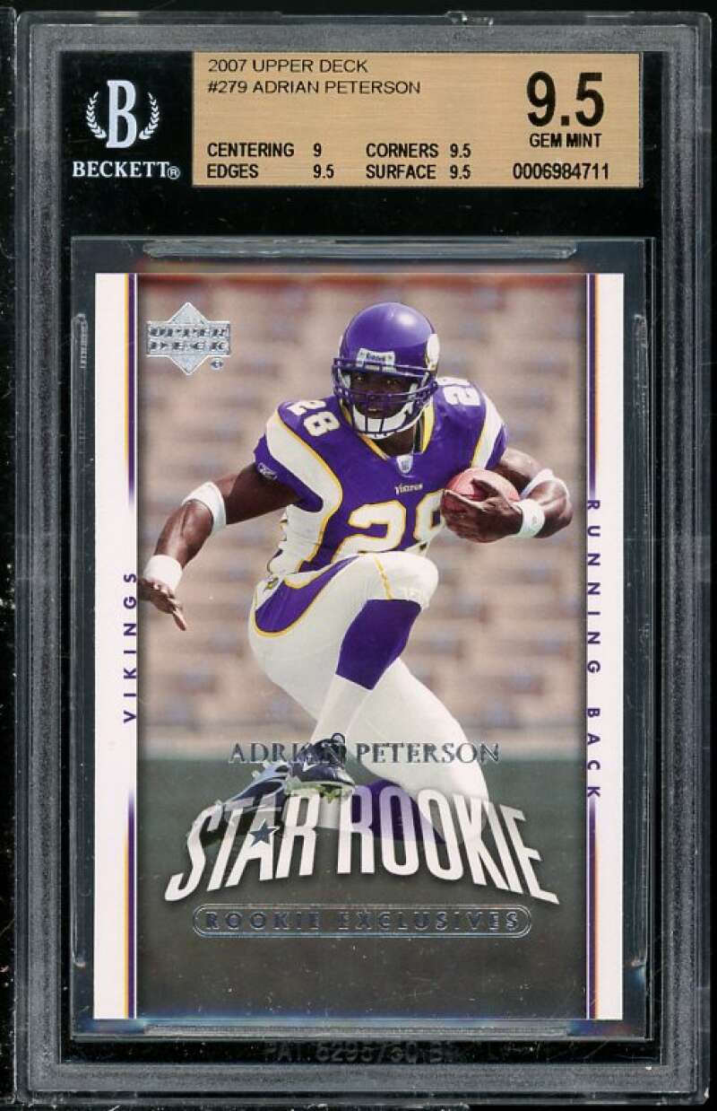 Adrian Peterson Rookie 2007 UD Star Rookies RE #279 BGS 9.5 (Read Description) Image 1