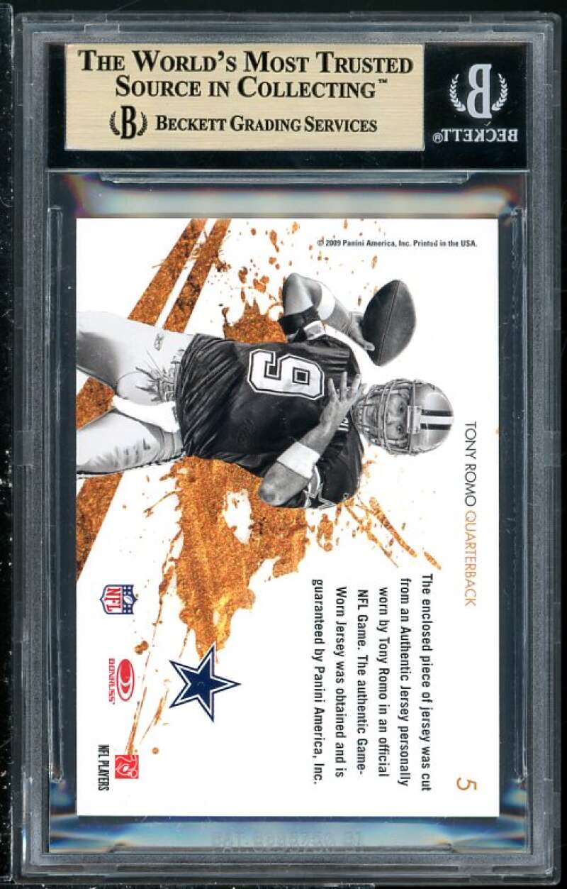 Tony Romo Card 2009 Donruss Rookies Stars Gold Materials #5 BGS 9.5 (Read) Image 2