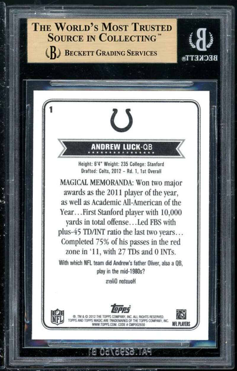 Andrew Luck Rookie Card 2012 Topps Magic #1 BGS 9.5 (Read Description) Image 2