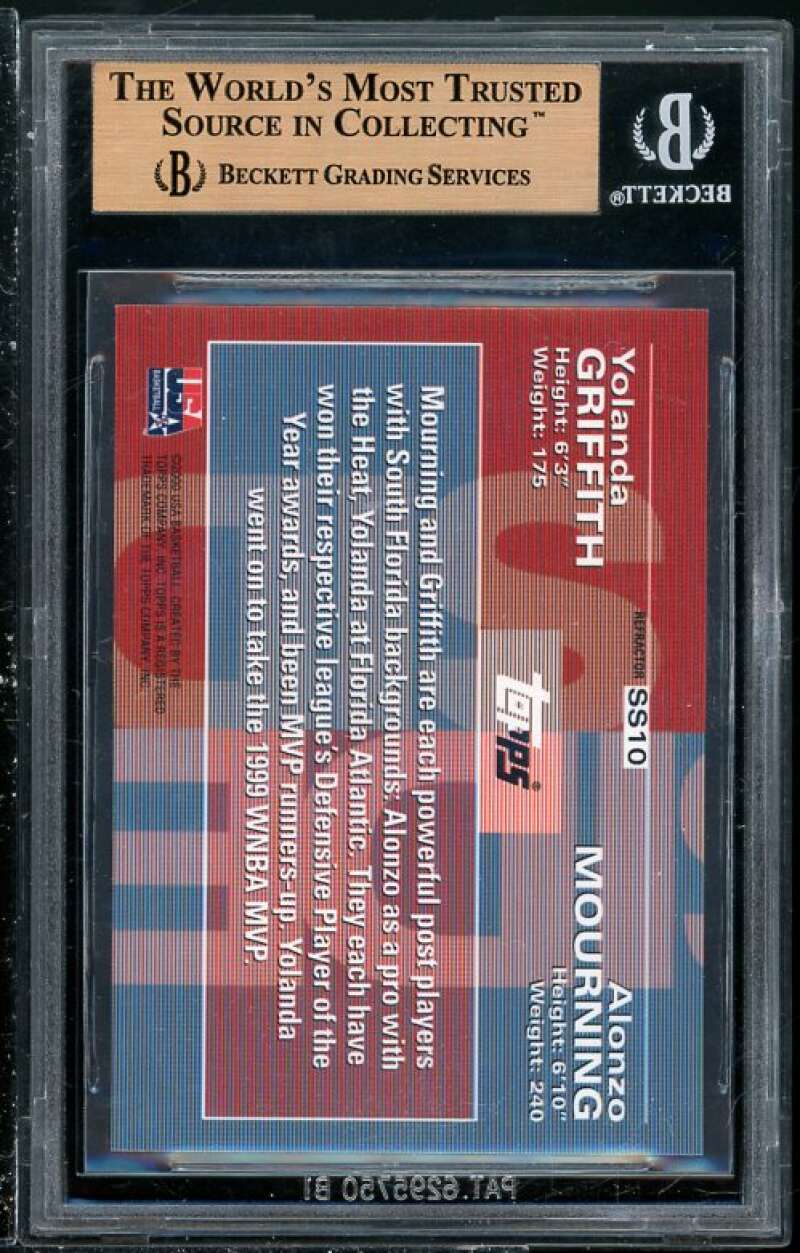 Alonzo Mourning/Yolanda Griffith Card 2000 Topps Team USA #SS10 BGS 9.5 (Read) Image 2