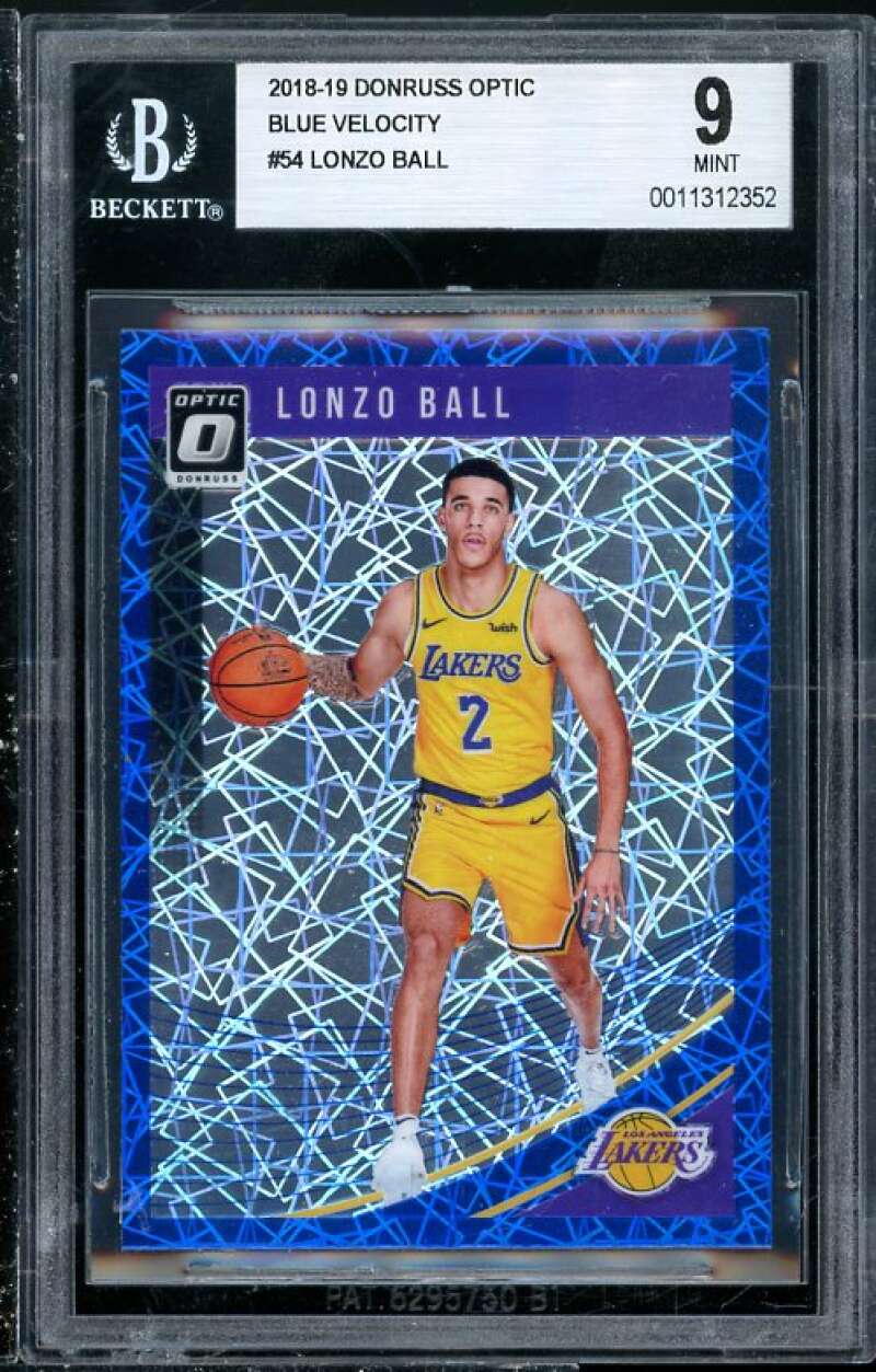 Lonzo Ball Card 2018-19 Donruss Optic BLue Velocity BGS 9 (Read Description) Image 1