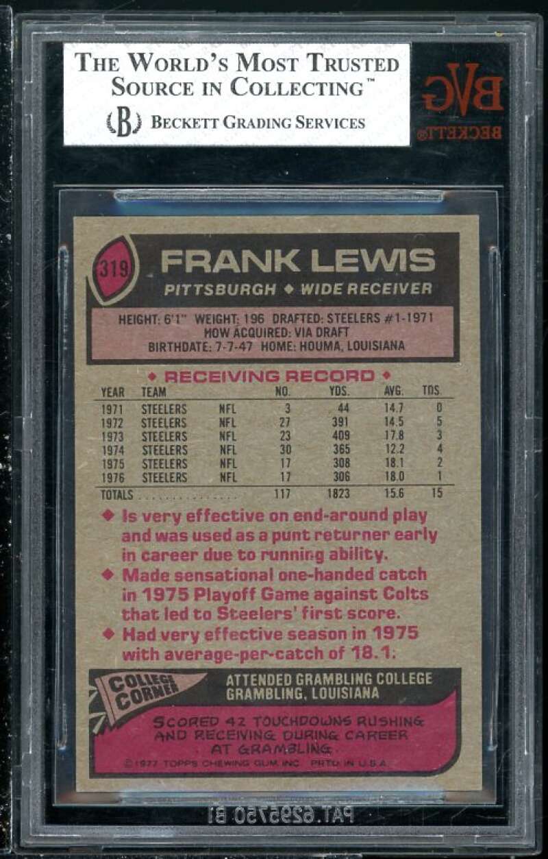 Frank Lewis Card 1977 Topps #319 BGS BVG 4 (Read Description) Image 2