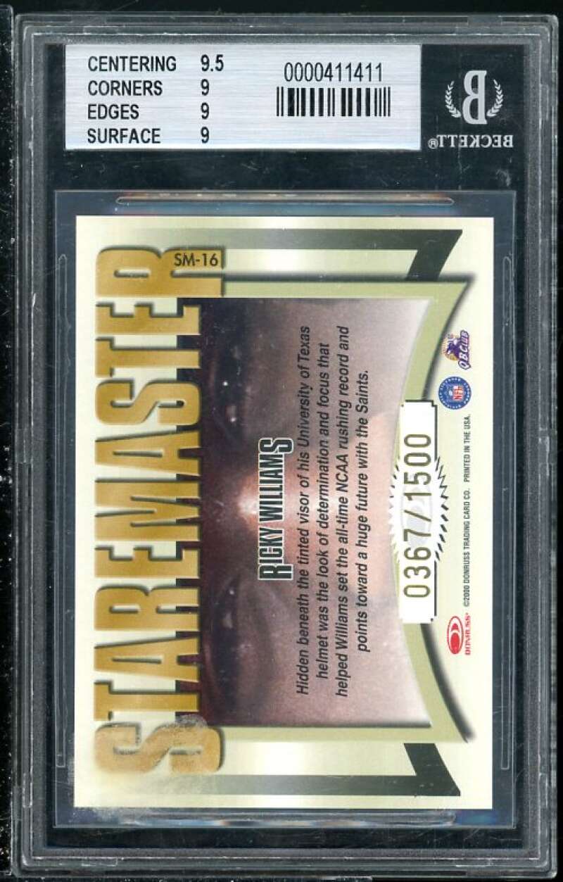 Ricky Williams RC 1999 Donruss Pref Staremasters #16 BGS 9 (Read Description) Image 2