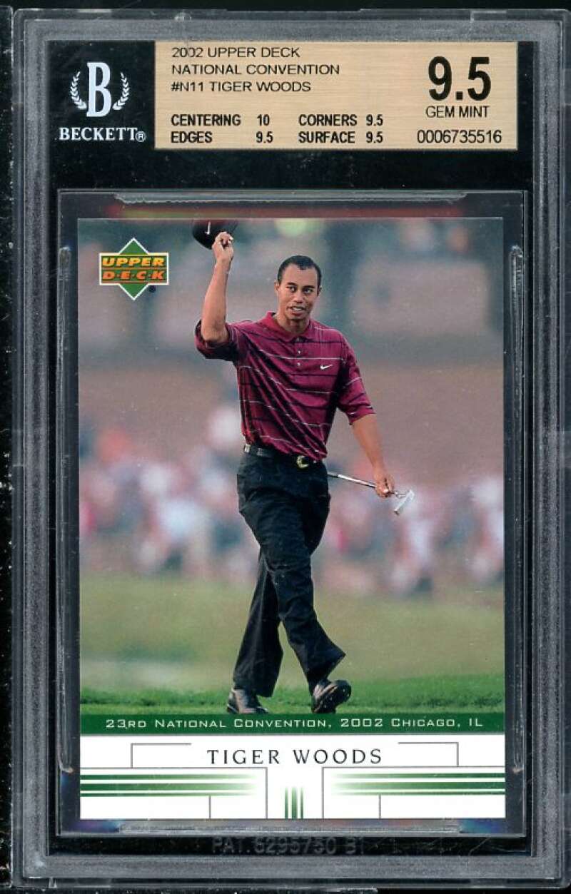 Tiger Woods 2002 Upper Deck National Convention #N11 BGS 9.5 (Read Description) Image 1