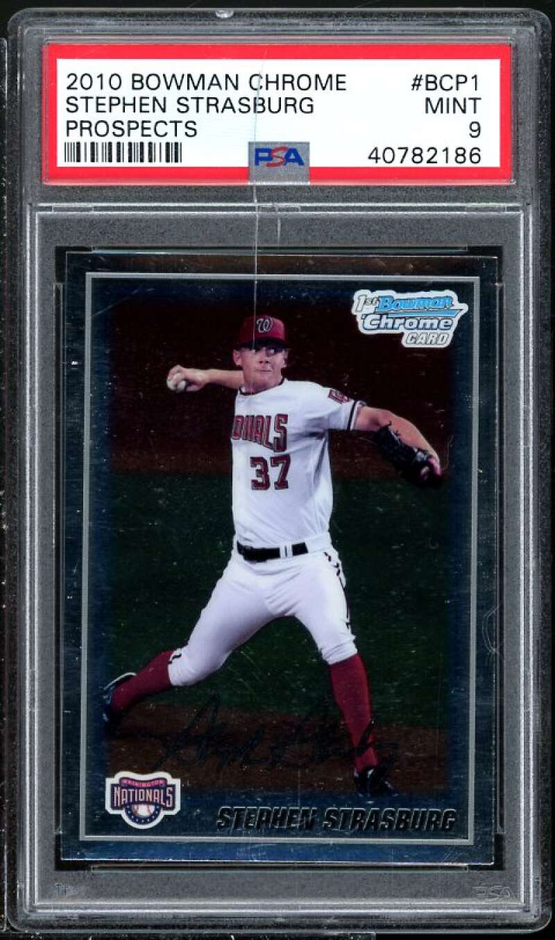 Stephen Strasburg Rookie 2010 Bowman Chrome Prospects #BCP1 PSA 9 (Read) Image 1