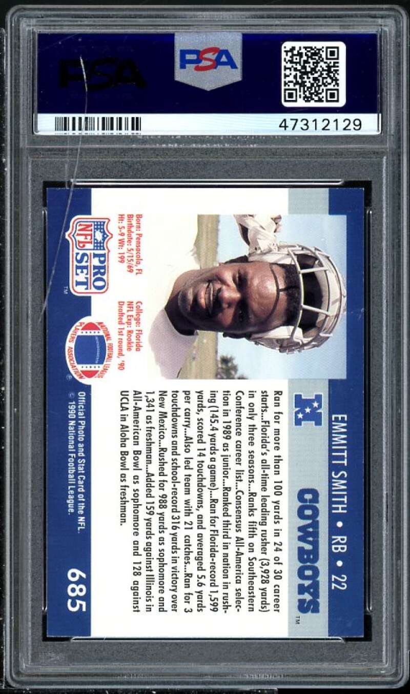 Emmitt Smith Rookie Card 1990 Pro Set #685 PSA 9 (Read Description) Image 2