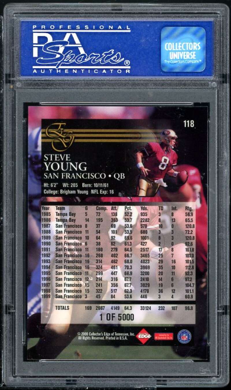 Steve Young Card 2000 Coll Edge Uncirculated #118 PSA 10 (Read Description) Image 2