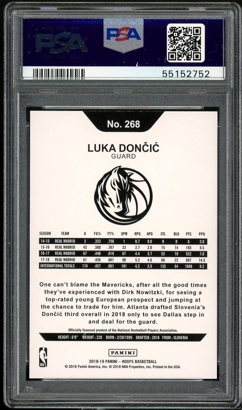 Luka Doncic Rookie Card 2018-19 Hoops #268 PSA 10 Image 2