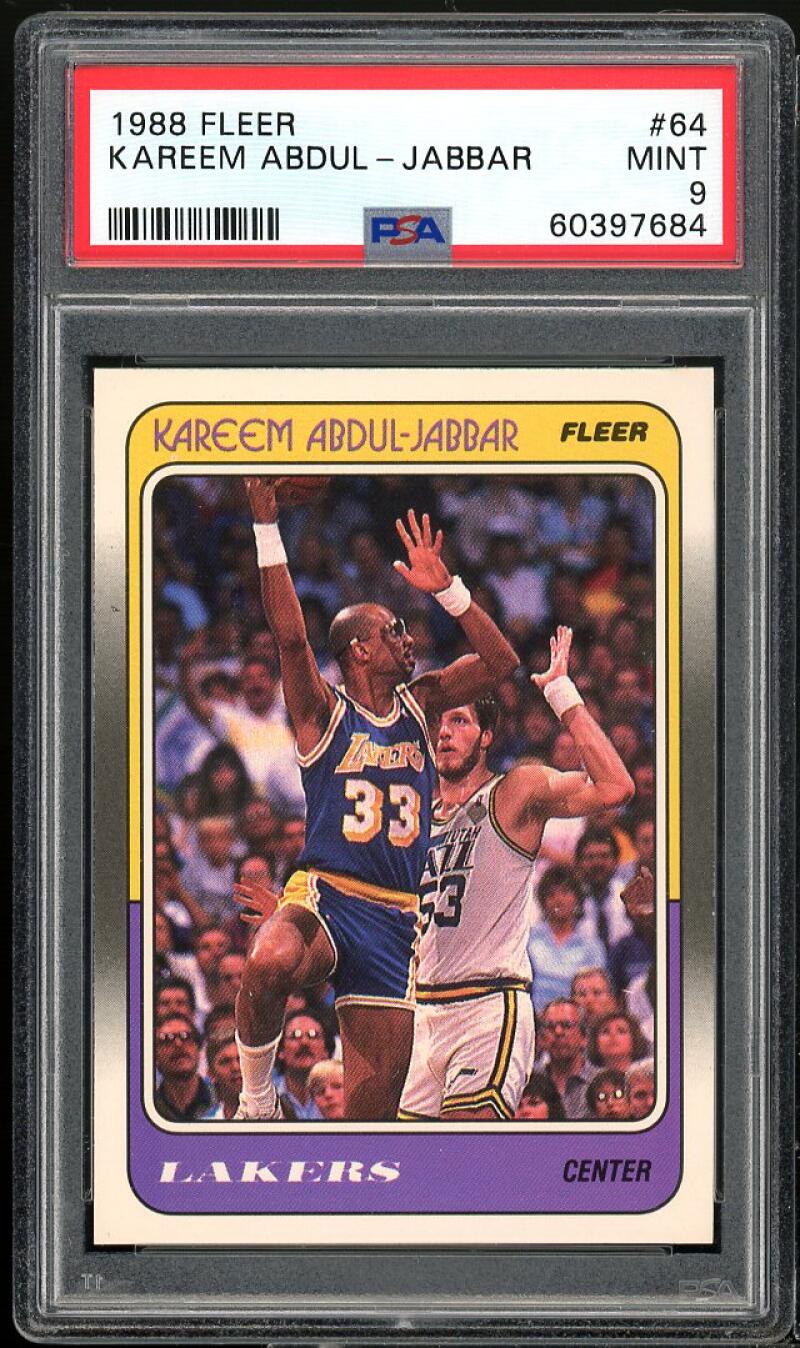 Kareem Abdul-Jabbar Card 1988-89 Fleer #64 PSA 9 Image 1
