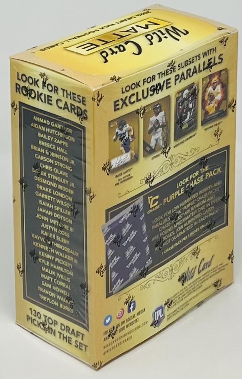 2022 Wild Card Matte Draft Pick Football Hobby Mega Box Purple Chase Pack Image 2