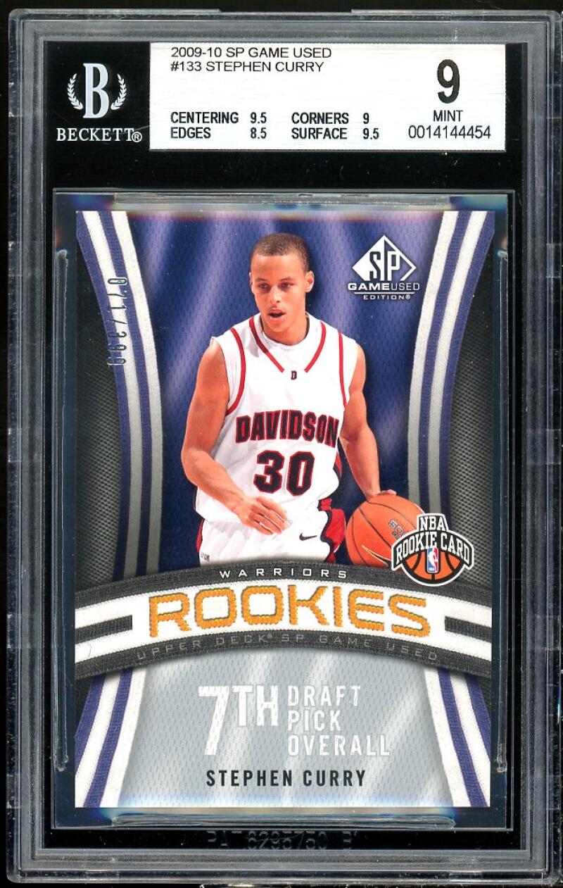 Stephen Curry Rookie Card 2009-10 SP Game Used #133 BGS 9 (9.5 9 8.5 9.5) Image 1