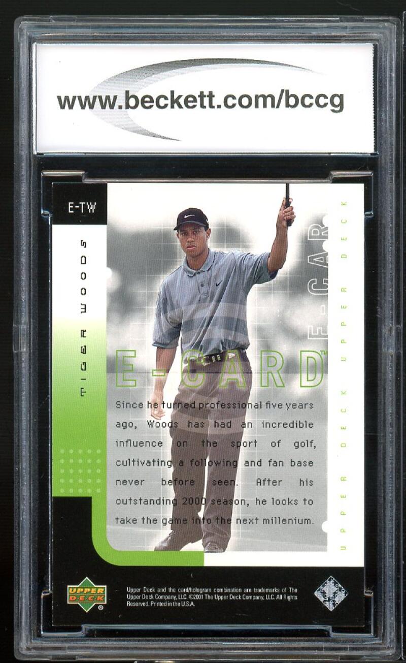 2001 Upper Deck E-Card #e-tw Tiger Woods Golf Rookie Card BGS BCCG 10 Mint+ Image 2