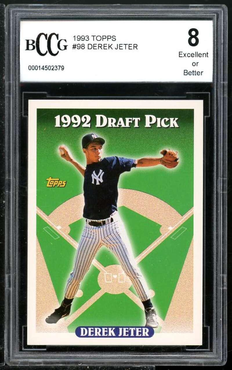 1993 Topps #98 Derek Jeter Rookie Card BGS BCCG 8 Excellent+ Image 1