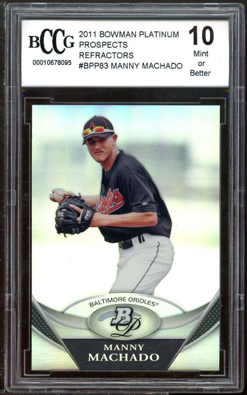 2011 Bowman Platinum Prospects Refractors #83 Manny Machado Rookie BGS BCCG 10 Image 1