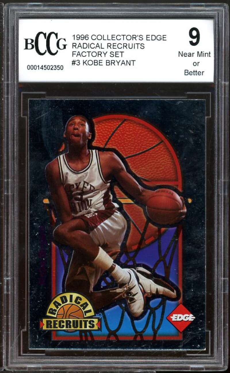 1996 Collectors Edge Rookie RR Recruits Factory Set #3 Kobe Bryant BGS BCCG 9 NM Image 1